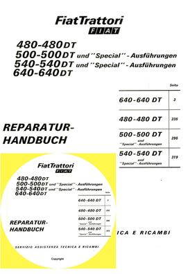 Reparaturhandbuch Fiat Trattori 480 DT 500 DT-Special 540 DT-Special 640 DT