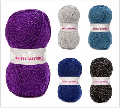 50g DMC Knitty 4 Glitter Glitzergarn Wolle zum Stricken Häkeln GP 44, - €/1kg
