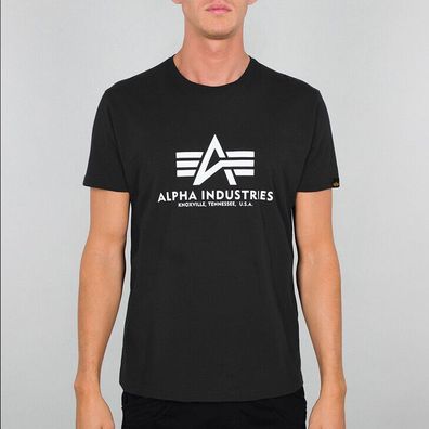 Alpha Industries T-Shirt Herren Basic T in black white schwarz weiss 100501-03 T