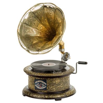 Nostalgie Grammophon Gramophone Schellack Trichter Grammofon antik-Stil rund