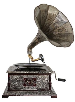 Nostalgie Grammophon Gramophone Dekoration mit Trichter Grammofon Antik-Stil (e)