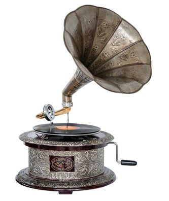 Nostalgie Grammophon rund Gramophone Dekoration Trichter Grammofon Antik-Stil