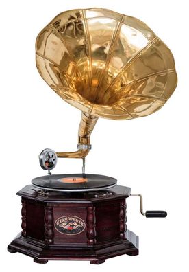 Nostalgie Grammophon Gramophone Dekoration mit Trichter Grammofon Antik-Stil (f)