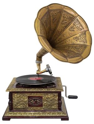 Nostalgie Grammophon Dekoration mit Trichter Grammofon Antik-Stil (l2)