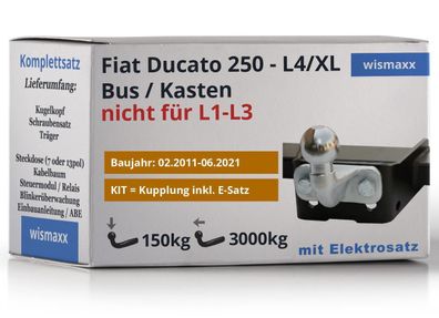 Anhängerkupplung für Fiat Ducato L4 11-21 starr GDW + 13pol E-Satz JAEGER spezifisch