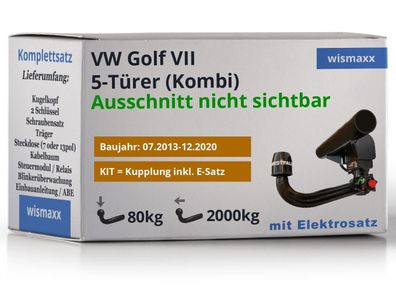 Anhängerkupplung für VW Golf VII Kombi 13-20 abnehmbar Westfalia + 13pol E-Satz ECS