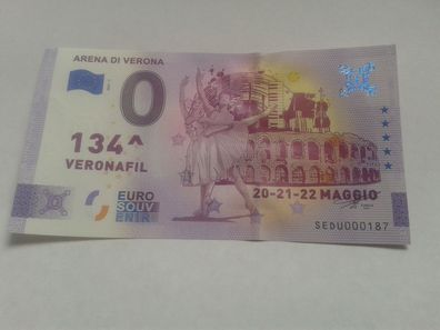 0 euro Schein Souvenirschein Verona Münzmesse Veronafil 2022 0 euro Banknote
