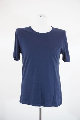 HUGO BOSS Herren T-Shirt M blau dunkelblau uni Rundhals Regular A212
