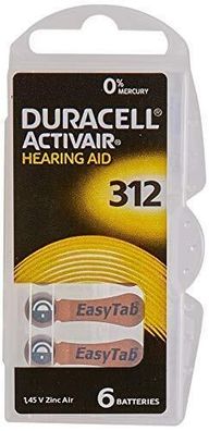 Duracell Easytab DA 312 Für Hörgeräte Batterietyp 312 10 x 6 Stück Hörhilfe
