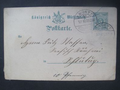 Altdeutschland Württemberg Gansache MiNr. P 34 gelaufen 1890 (AB 853)