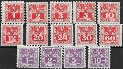 Österreich Portomarken aus Nr. 232/59, gestempelt.