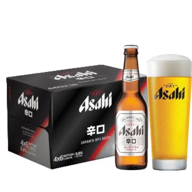 24 Flaschen Asahi Dry Bier, die Nr. 1 in Japan