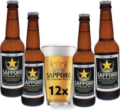 12 x Sapporo Bier aus Japan, in der 0,33 l Flasche