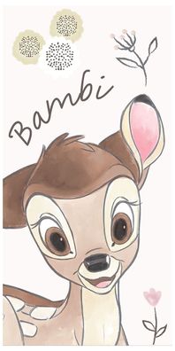 Disney Bambi Kinder Handtuch Strandtuch Badetuch Bambi Rehkitz Reh Blumen Blüten