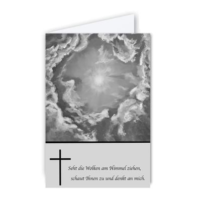 3x Trauerkarte | Seht die Wolken am Himmel | Beileidskarte Karte Kondolenzkarte Tod