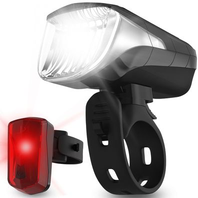 VELMIA Fahrradlichter Set StVZO zugelassen mit USB Akku-Betrieb und 8,5h Leuchtdauer