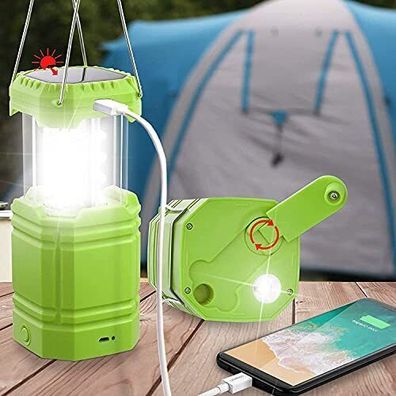 Mesqool Handkurbel Solar Camping Laterne LED 30 Stunden Laufzeit Ladegerät