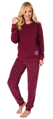 Damen Frottee Pyjama Schlafanzug mit Bündchen - Eiskristall Motiv - 291 201 13 900