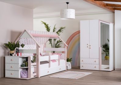 Kinderzimmerset Montessori Hut Pink in Weiß / Pink