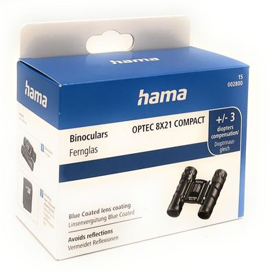 Hama Kompaktes Fernglas Optec 8x21 Compact Tasche Tragegurt 8-fach Vergrößerung