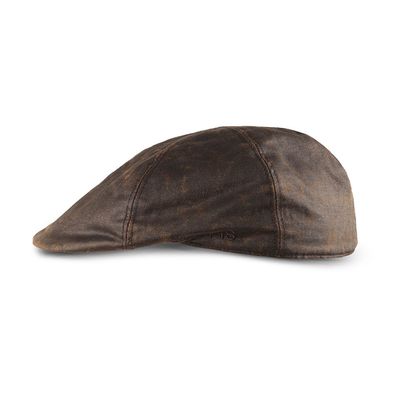Dublin Cap - Schiebermütze (flat cap) geölte Baumwolle, braun