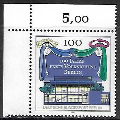 Berlin postfrisch Michel-Nummer 866 linkes oberes Eckrandstück