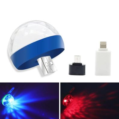 RGB Mini USB LED Party Lichter tragbare Sound Control Magic Ball 3W für Handy -