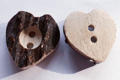 6 Stück echt Hirschhorn Knöpfe 2 Loch Herz Form 18mm oder 20mm für Tracht Filz Leder