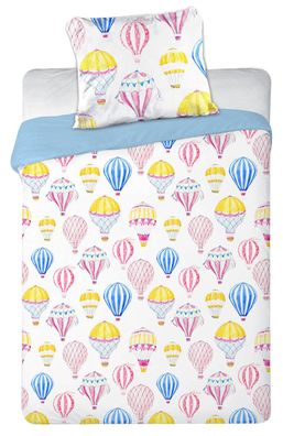 Kinder Baby Bettwäsche Wendemotiv Heißluftballons bunt Bettdecke 100 x 135 + Kop