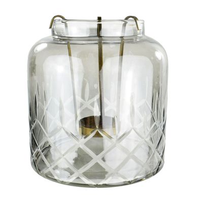 Glaswindlicht Raute mit Teelicht Einsatz | Windlicht Glas Teelichthalter 16x18cm
