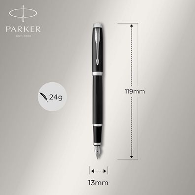 Parker IM Füller | schwarze Lackierung mit Chromzierteilen | Füllfederhalter Feine...