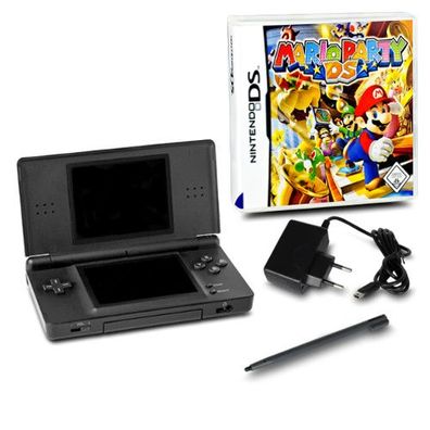 Nintendo DS Lite Handheld Konsole schwarz#70A + Ladekabel + Spiel Mario Party DS