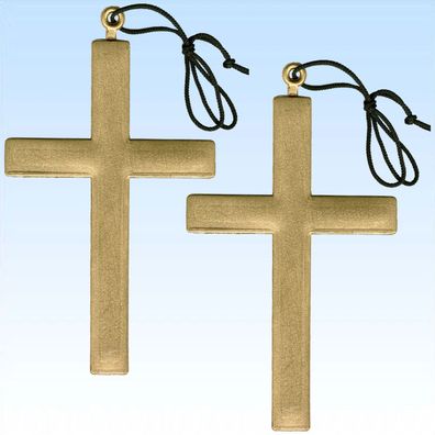 2 x Kreuz für Kirchenkostüme Gold für Kostüm Kardinal Priester Mönch Papst Kirche