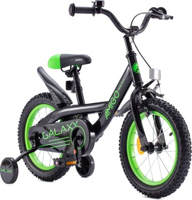12 Zoll Kinderfahrrad BMX Fahrrad für Jungen und Mädchen Stützrädern Galaxy Grün