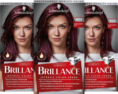 Brillance Intensiv-Color-Creme 923 Burgunder-Rot 3 Stk (3x160ml)