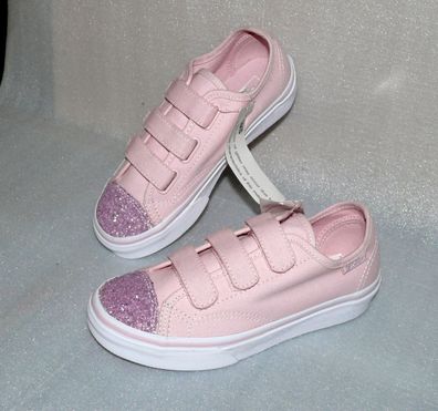 Vans Style 23 V K'S Canvas Kinder Schuhe Sneaker 31 UK 13 Glitter Toe Chalk Pink