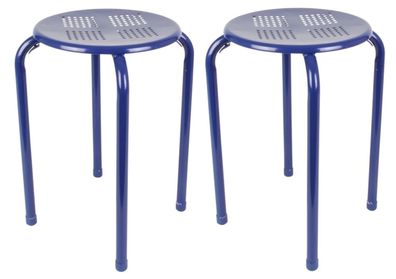 Metall Stapelhocker blau 2 Stück Partyhocker Gästehocker Sitzhocker Gartenhocker