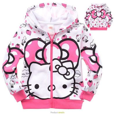 Mädchen Hello Kitty Zip Kapuzenpullover Strickjacke Kinder Hoodie Sweatshirts