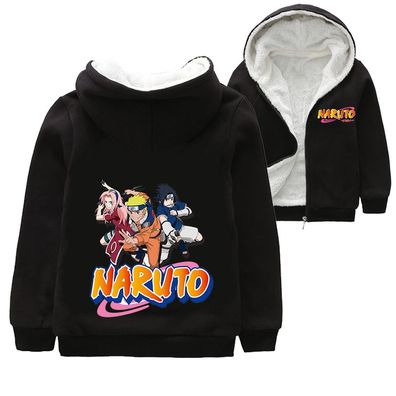 Junge Naruto Zip Kapuzenpullover Plus Velvet Hoodie Mantel Geschenk für Kinder