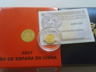 20 euro 2007 PP Spanien Spanisches Jahr in China 1,24g Gold 999er