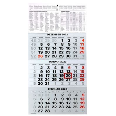 3-Monatskalender 2023 Bürokalender Wandplaner 450x235mm Dreimonatskalender klein