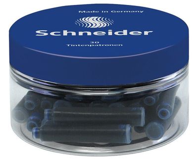 30 x Schneider Tintenpatrone Standard Füllhalter königsblau löschbar Runddose