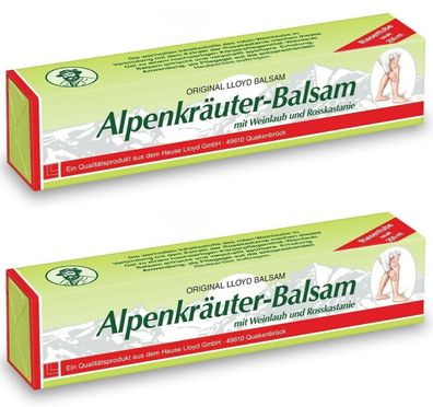 2 x Alpenkräuter-Balsam Weinlaub Rosskastanie Gel 200ml Tube + 1 Tubenquetscher