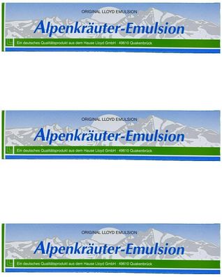 3 x Alpenkräuter-Emulsion Wohltat für alle Menschen 200ml Tube + 1 Tubenquetscher