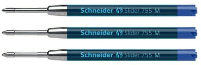 Schneider 3 x Kugelschreibermine M blau Slider 755 dokumentenecht G2 ViscoGlide
