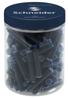 100 x Schneider Tintenpatrone Standard Füllhalter mitternachtsblau Runddose