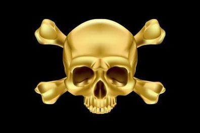 Aufkleber Fahne Flagge Pirat Skull Bones GOLD in verschiedene Größen