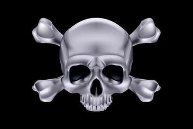 Aufkleber Fahne Flagge Pirat Skull Bones SILBER in verschiedene Größen