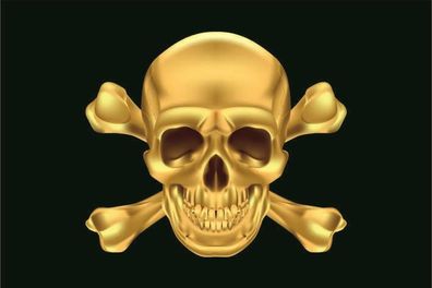 Aufkleber Fahne Flagge Pirat Totenkopf GOLD in verschiedene Größen