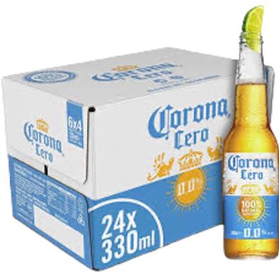 24 Flaschen Corona Cero, das neue Corona mit 0% Alkohol genießen